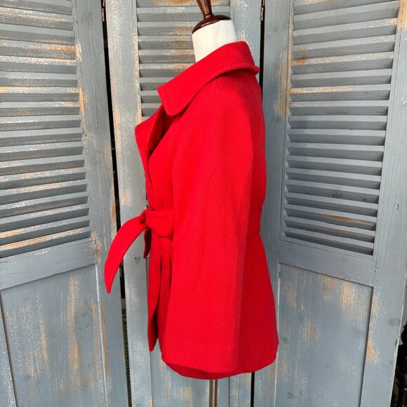 J. Crew Sadie Double Breasted Belted Wool Coat Poppy Red Sz 2 - Picture 6 of 16